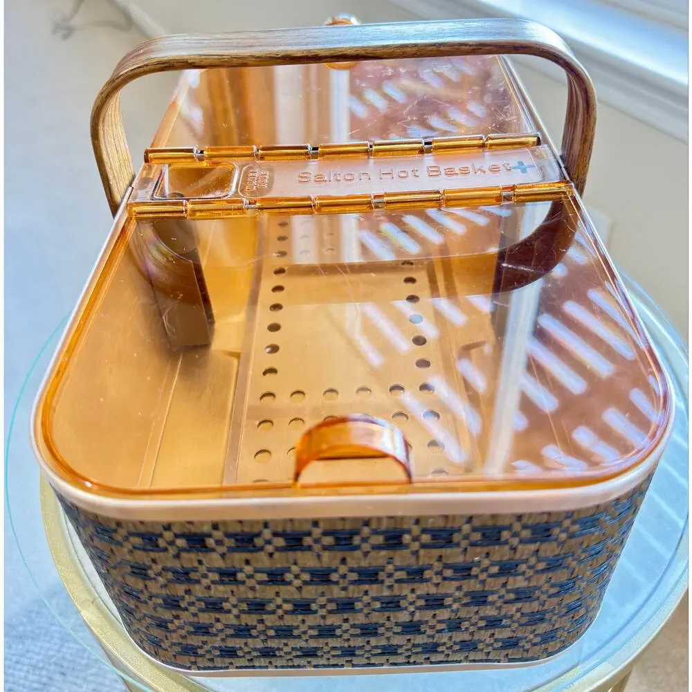 Vintage Salton BH-5 Hot Basket Bread Warmer MCM Faux Woven Tested Works USA